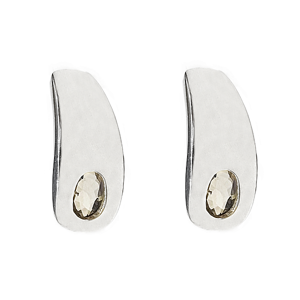 Brinco de Prata 925 com cristal marrom