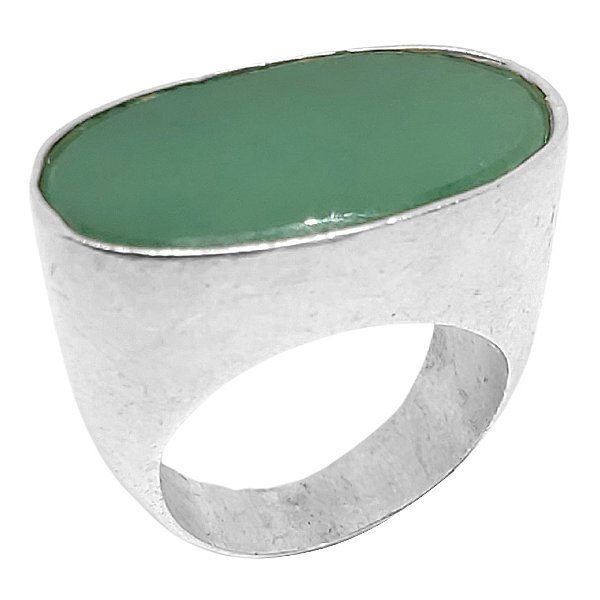 anel de prata 925 com agata verde