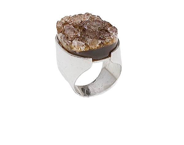anel de prata 925 com Agata Natural