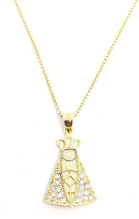 Corrente Prata 925 com pingente Nossa Senhora Aparecida