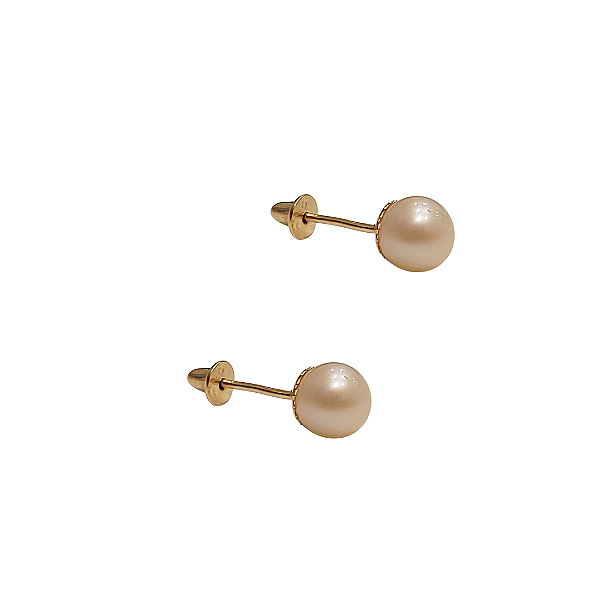 Brinco Baby em Ouro 18k Pérola 4,8mm