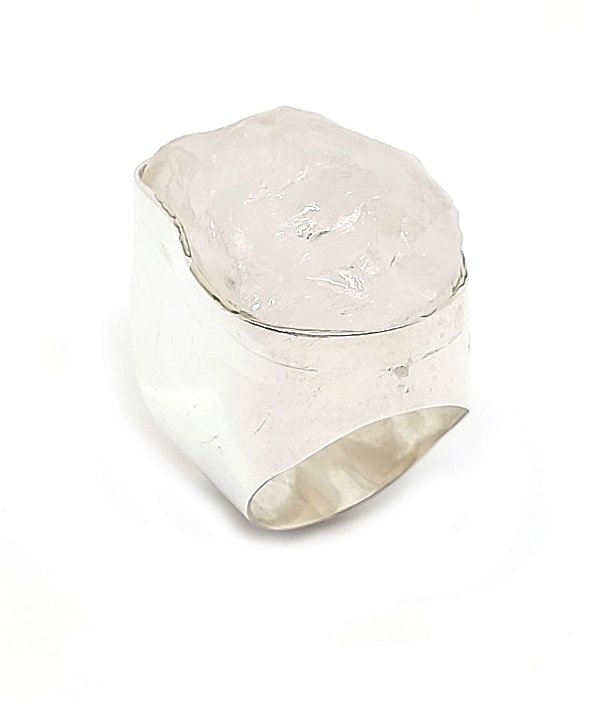 Anel em Prata 925 com Pedra Natural Cristal de Rocha