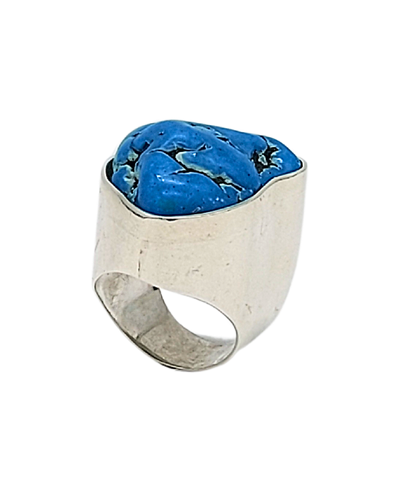 Anel de Prata com Turquesa Azul
