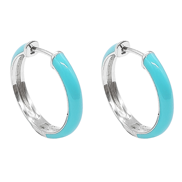 Argola de Prata 925 com Esmaltação Azul