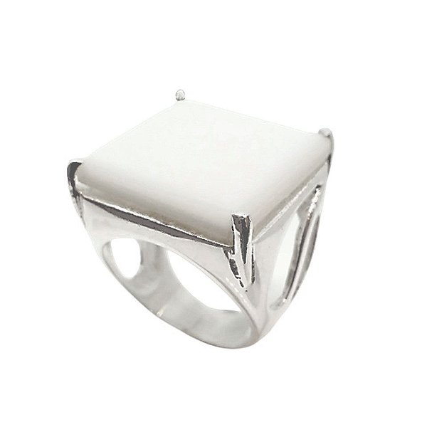 Anel de Prata 925 com Quartzo Branco