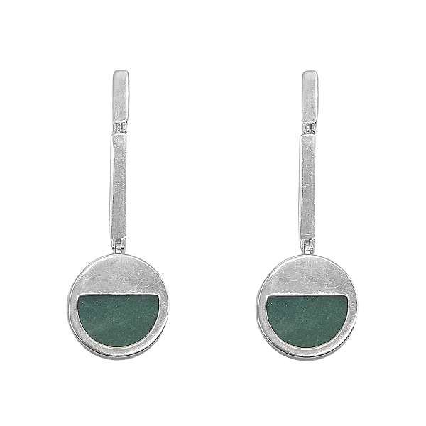 Brinco de Prata 925 com Quartzo Verde