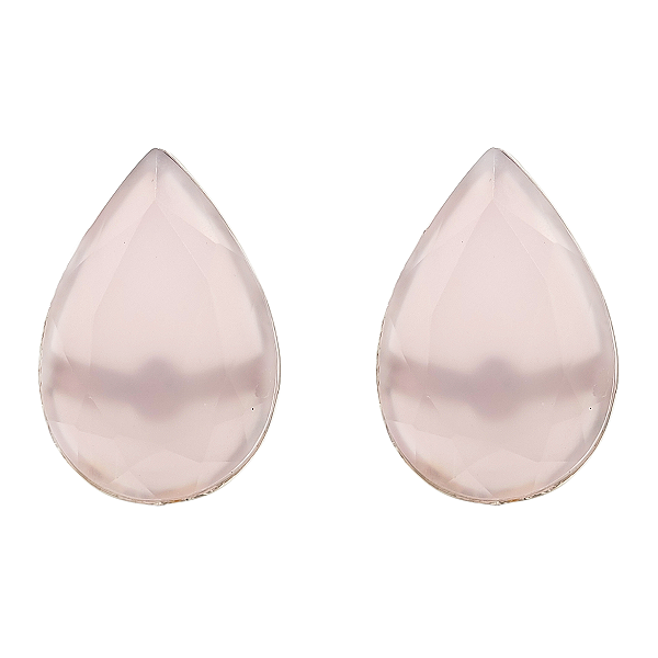 Brinco de Prata 925 com Quartzo Rosa
