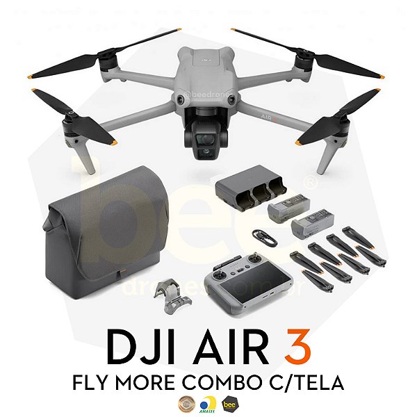 Drone DJI Air 3 Fly More Combo (DJI RC-2) c/ Tela Anatel (BR)