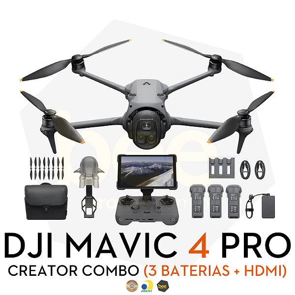 Drone Dji Mavic 4 Pro Creator Combo ( c/ tela e saída HDMI ) BR Anatel