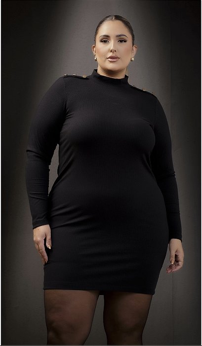 Vestido Tubinho com Detalhe Ombro