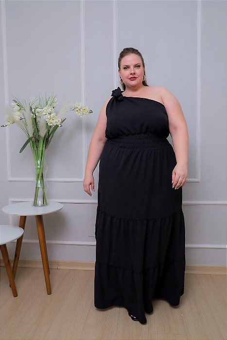 Vestido 1 Ombro Longo Plus