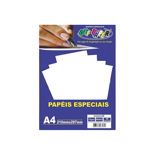 Papel Couche Branco 170g A4 50 Fls Off Paper