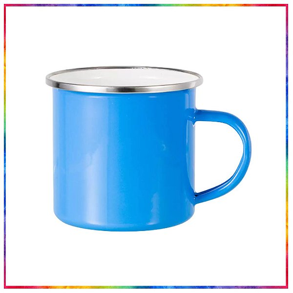 CANECA ENAMEL AZUL CLARO BORDA PRATA PARA SUBLIMAÇÃO 360ML - LIVE (3356)