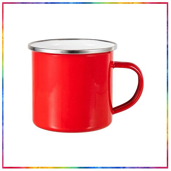 CANECA ENAMEL VERMELHO BORDA PRATA PARA SUBLIMAÇÃO 360ML - LIVE (3356)