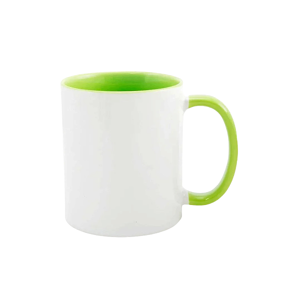 Caneca Cerâmica Alça Interior Verde Claro Para Sublimação  LIVE 325ml (459)