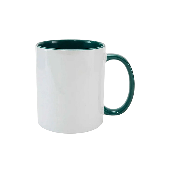 Caneca Cerâmica Alça Interior Verde Escuro Para Sublimação LIVE 325ml (1939)