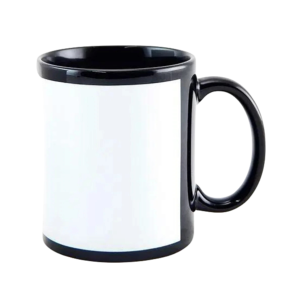 Caneca Cerâmica 325ml Preto/Tarja Branco Para Sublimação JKB (J10124)
