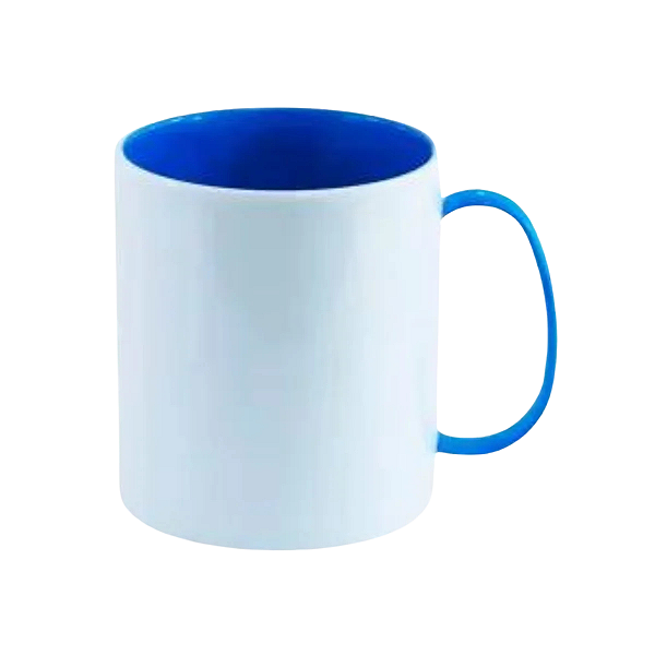 Caneca Cerâmica 325ml Branco Alça/Interna Azul Claro Para Sublimação JKB (J1005)
