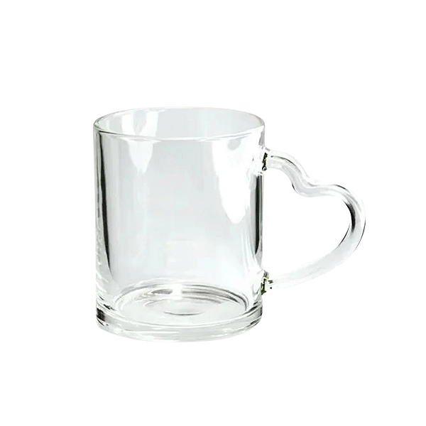 Caneca Vidro 325ml Cristal Coração Para Sublimação LIVE 9 CM (3993)