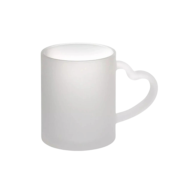 Caneca Vidro 325ml Fosco Alça Coração Para Sublimação LIVE 9 CM (3992)