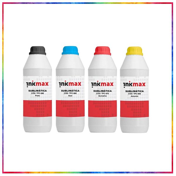 KIT TINTA SUBLIMÁTICA EPSON - INKMAX TPC - 4 CORES - 1 LITRO - Soluções  para Impressão e Sublimação