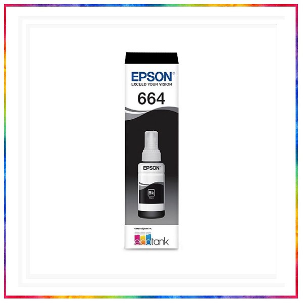 REFIL DE TINTA EPSON T664 PRETO ORIGINAL ECOTANK  70 ml - T664120