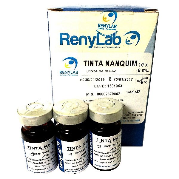 Corante Tinta Nanquim 10% - Caixa com 12 Frascos de 6 ml