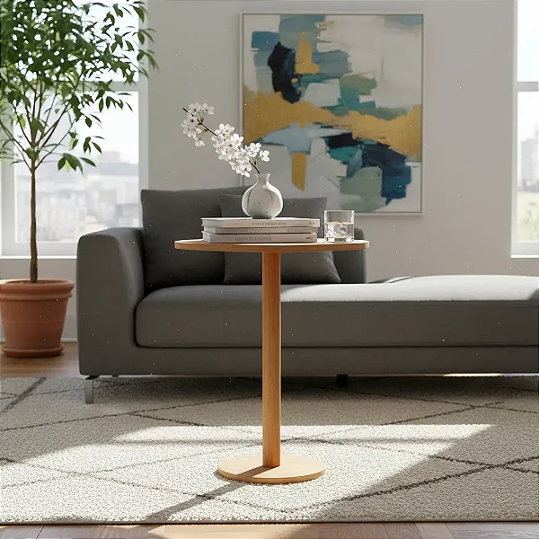 Mesa Lateral Monopé Design Orgânico 41cm - Mel