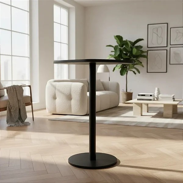 Mesa Lateral Monopé Design Orgânico 41cm - Preta