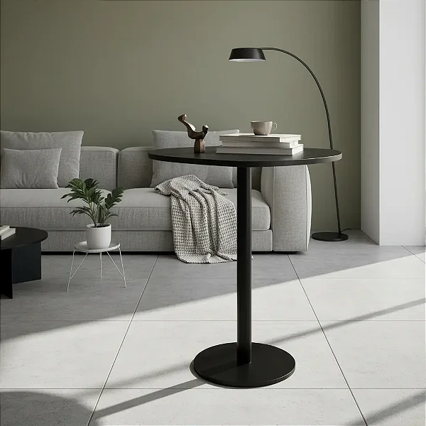 Mesa Monopé Orgânica De Madeira Canto Cama Alt. 65cm - Preta