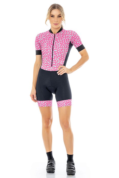 Macaquinho Feminino de Ciclismo Strong Life Preto, Rosa Pink e Verde Claro