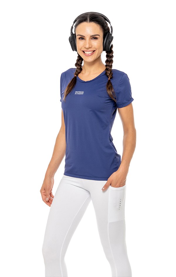 Camiseta Esportiva Básica Feminina  em Poliamida Physical Fitness Ref 88037
