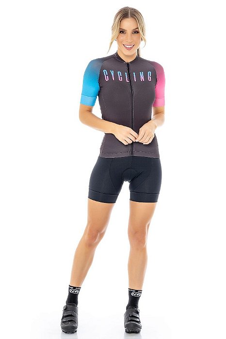 Camisa Feminina Slim de Ciclismo Manga Curta Strong Life Cycling