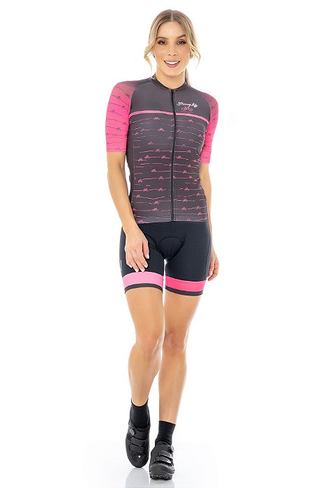 Camisa de Ciclismo Feminina com Lycra Manga Curta
