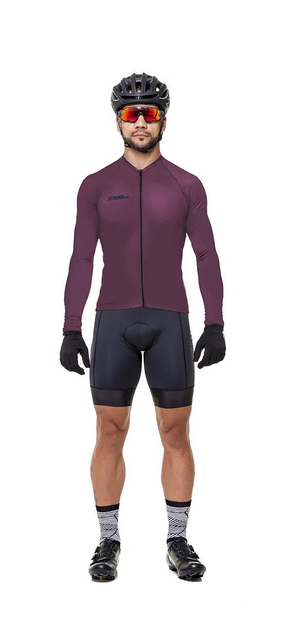 Camisa de Ciclismo Masculina Manga Longa Poliamida UV50+ S169M - diversas cores