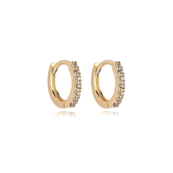 Brinco argolinha segundo furo ouro zircônia semijoia 19A12064