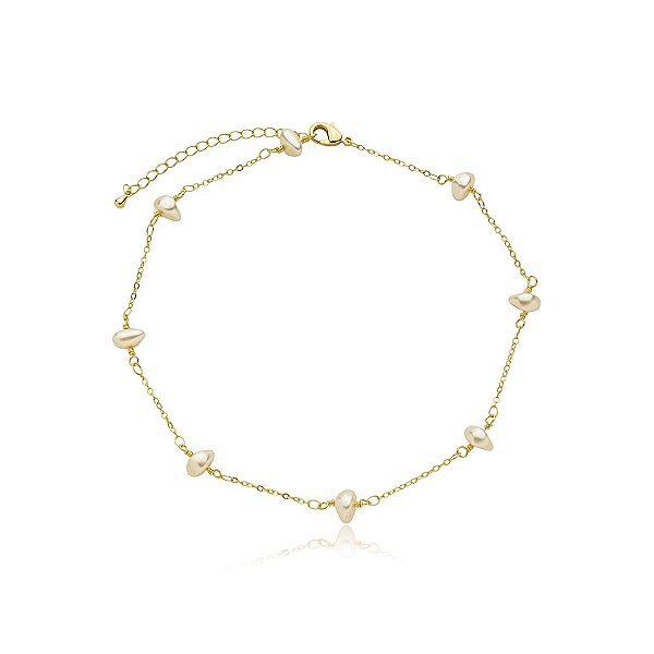 Colar choker pérola ouro semijoia