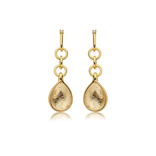 Brinco gota cristal ouro semijoia