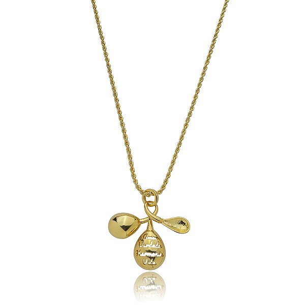 Colar longo cristal gota ouro semijoia