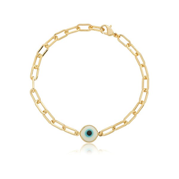 Pulseira corrente olho grego ouro semijoia
