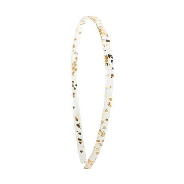 Tiara acrílico Bianca transparente coração dourado 20 002