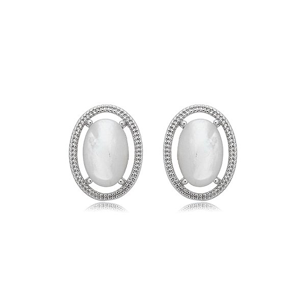 Brinco oval madrepérola ródio semijoia 19a05026