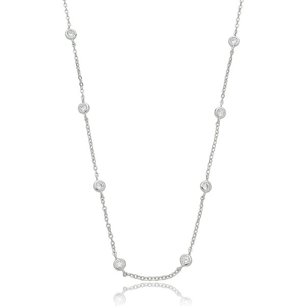 Colar longo cristais ródio semijoia XL 1539