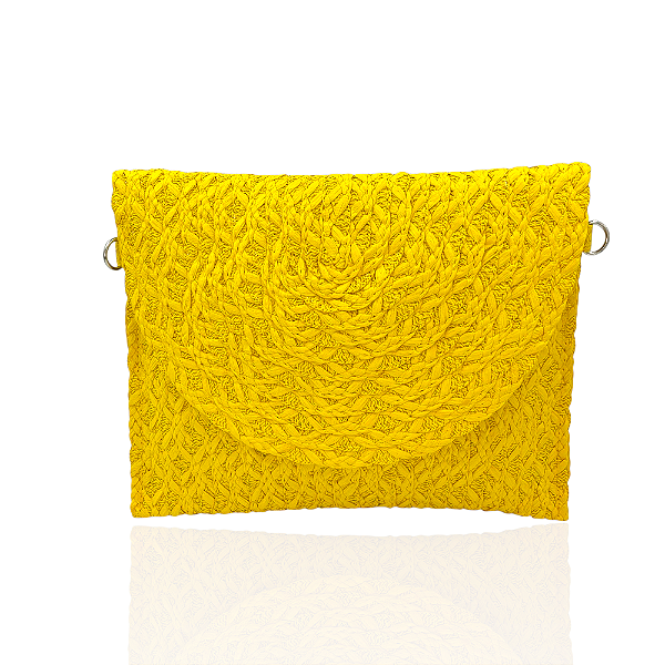 Bolsa carteira palha amarela
