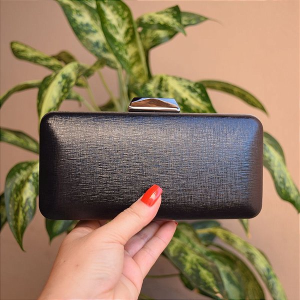 Clutch retangular preto e grafite