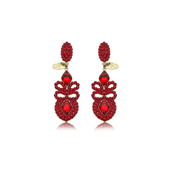 Brinco Leticia Sarabia cristais vermelho escarlate