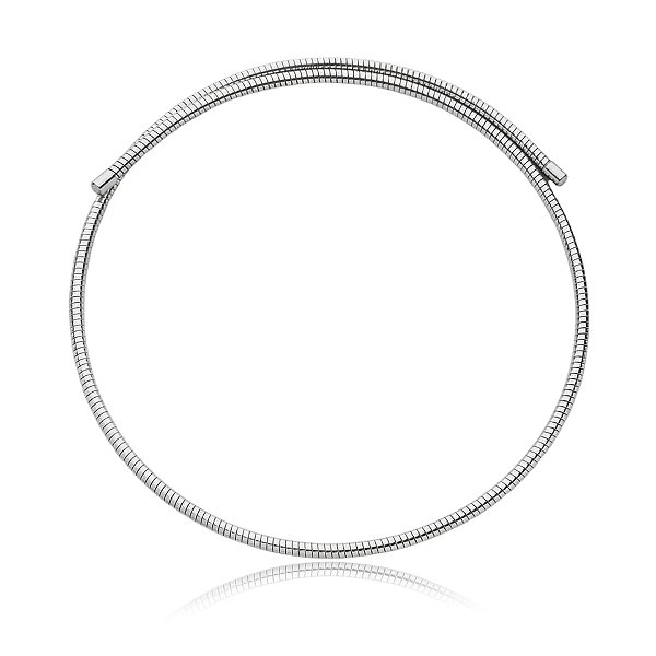Colar aro flexível snake ródio semijoia