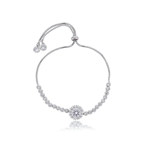 Pulseira gravatinha zircônia cristal ródio semijoia SL-31