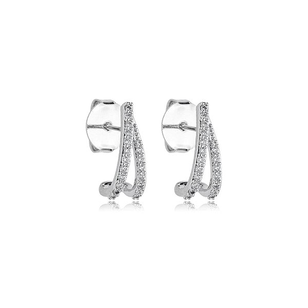 Brinco garras zircônia ródio semijoia E210731
