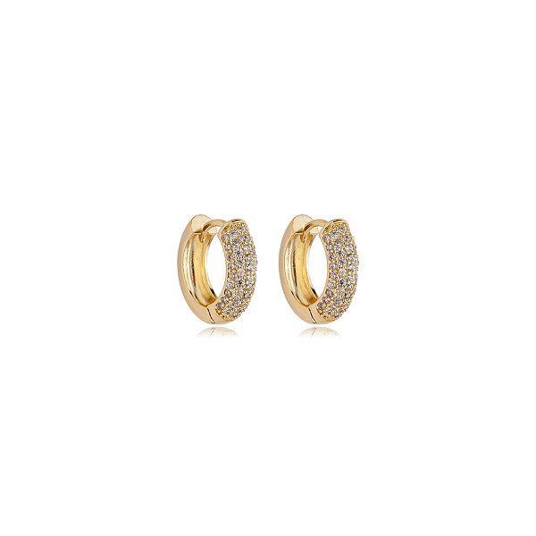 Brinco argolinha zircônia ouro semijoia E200923